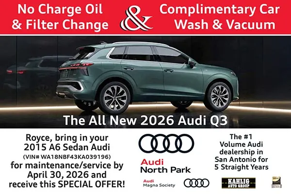Audi North Park personalized service mailer featuring the all-new 2026 Audi Q3